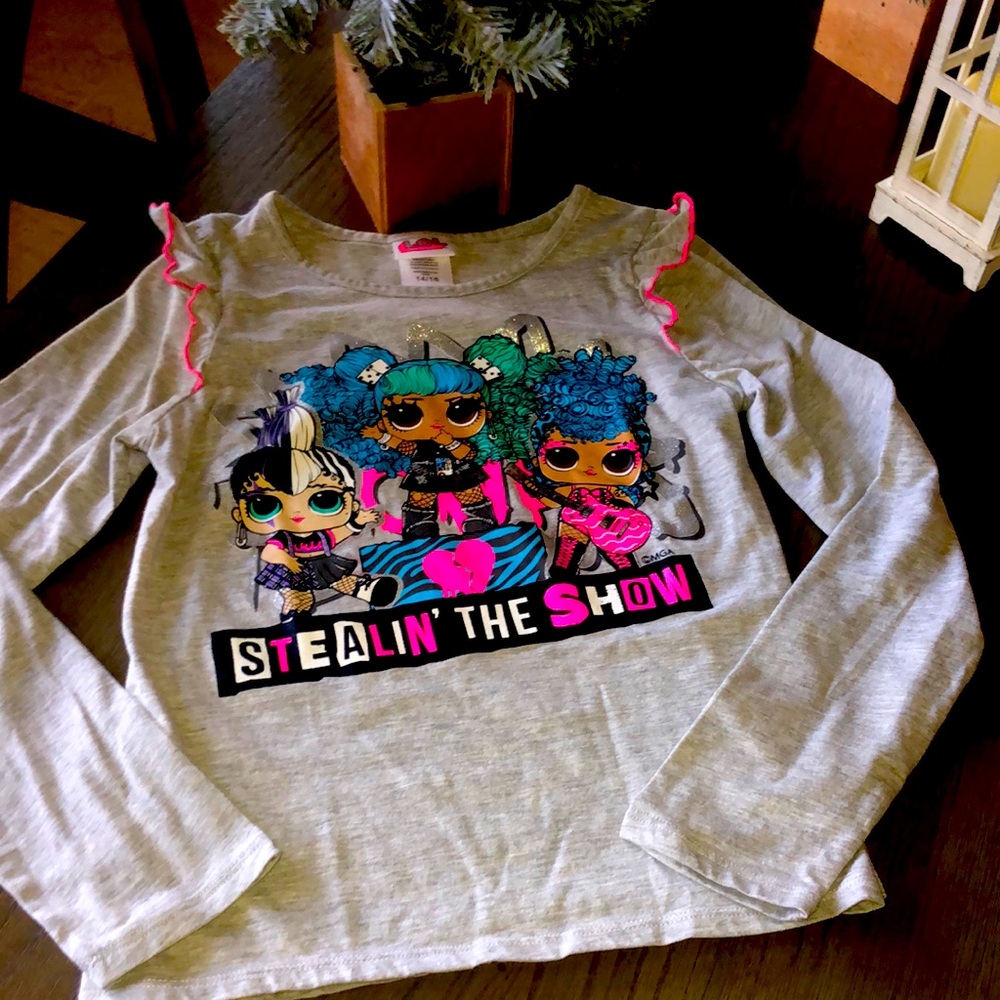 LOL KIDS 🩷 gray Top Sz 14/16 girls